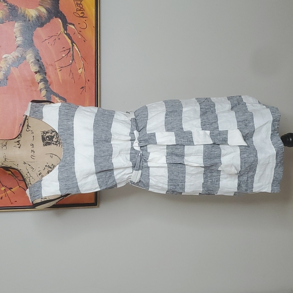 A Loves A Off White And Black Striped Linen Dress Size Medium NEW WITH TAGS